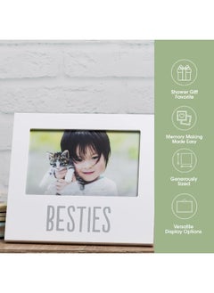 pearhead Pearhead Bestie and Baby Frame, Baby and Pet Keepsake Frame, 4" x 6" Photo Insert, Tabletop And Wall Mount Picture Frame, White  - Image 5