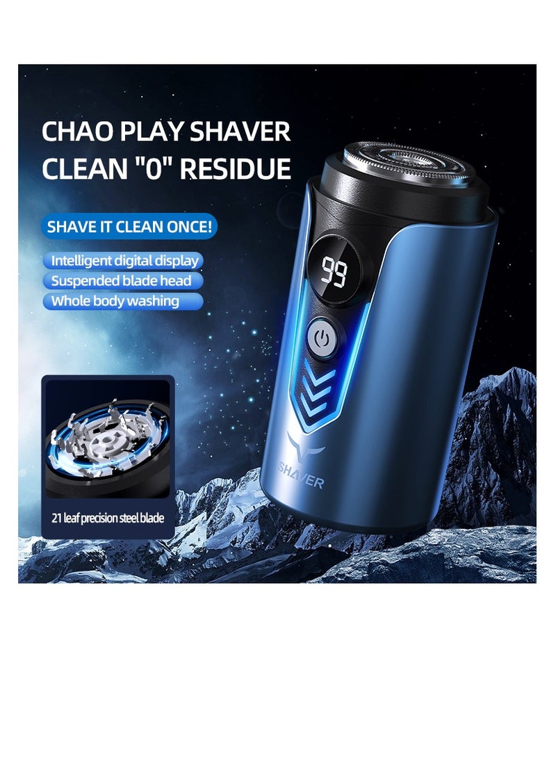 CityRiya-Long نموذج جديد الحلاقة الكهربائية المحمولة الصغيرة, جديد ترقية الجيب الحلاقة الحلاقة الصغيرة للرجال, الحلاقة الكهربائية الصغيرة, شاشة الطاقة LED USB قابلة للشحن الحلاقة الغسيلة للسفر (T2-الأزرق) - Image 5