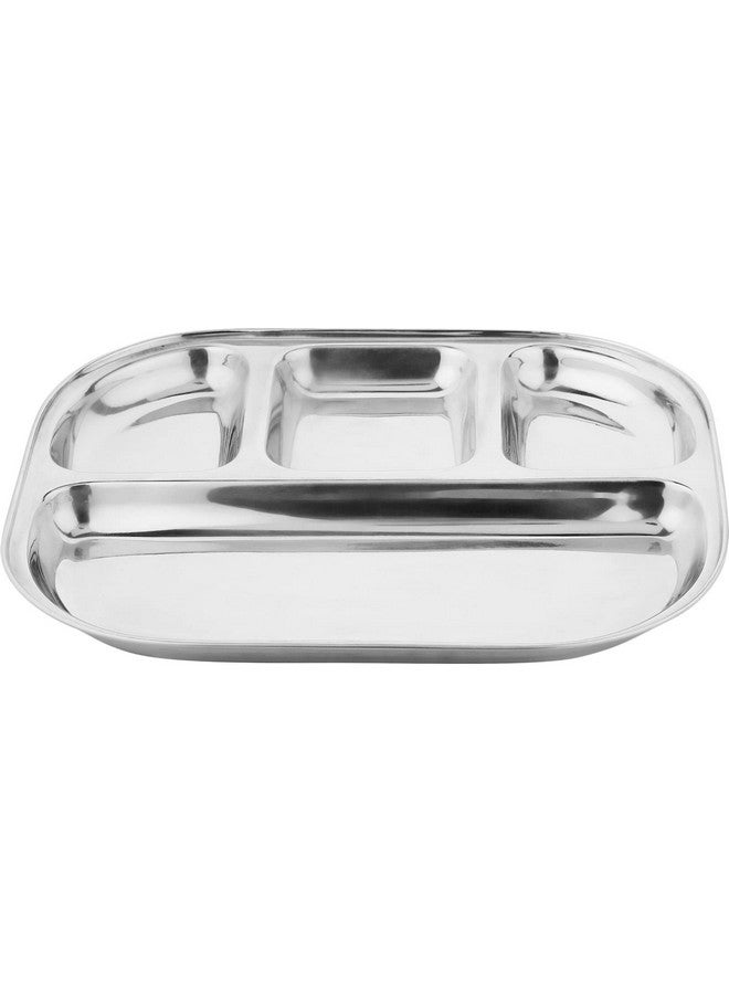 TORPPEZA Stainless Steel Partition Plate 4 in1 / Bhojan Thali/Dinner Plate Pack of 4 - Image 5