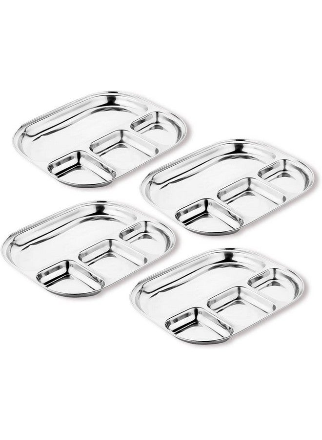TORPPEZA Stainless Steel Partition Plate 4 in1 / Bhojan Thali/Dinner Plate Pack of 4 - Image 1