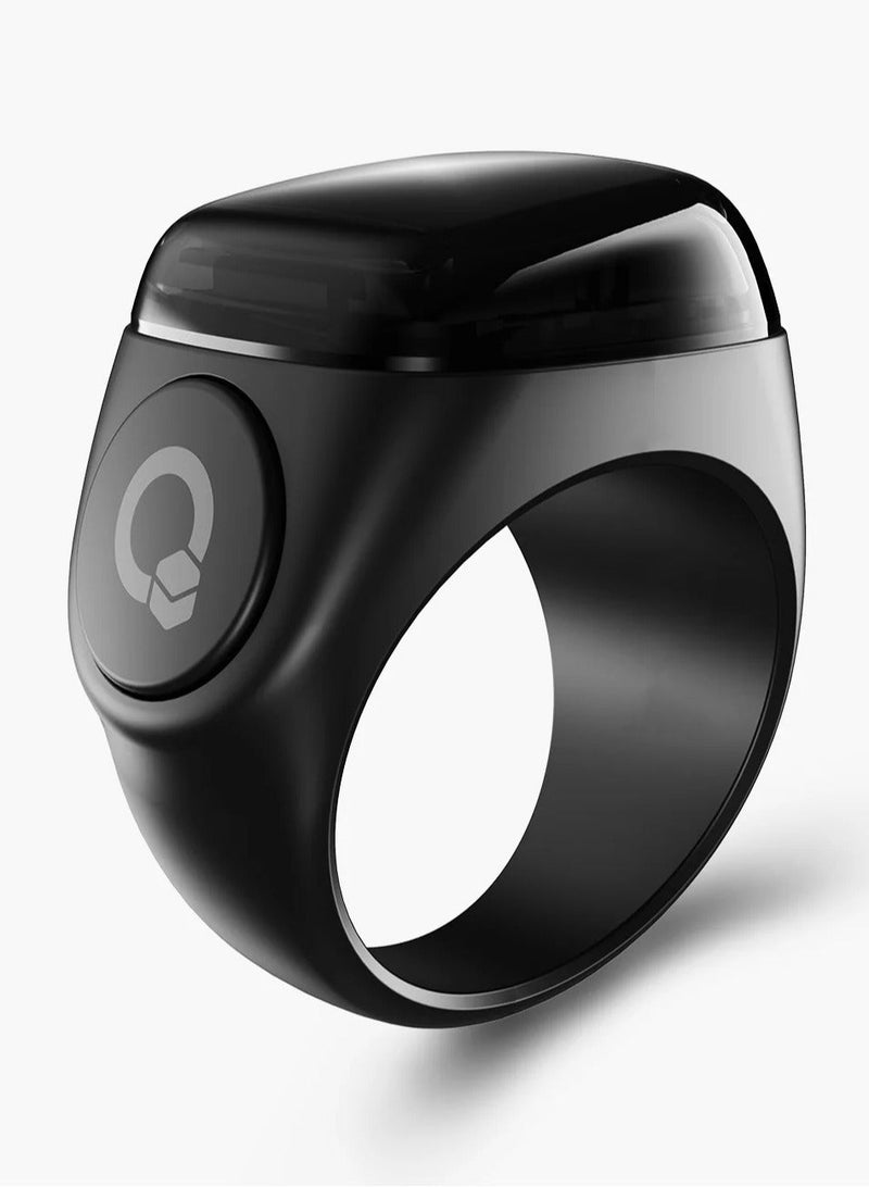 black IQIBLA SMART Zikr Ring – 22mm Digital Counter & Spiritual Tool, World's First - Image 1