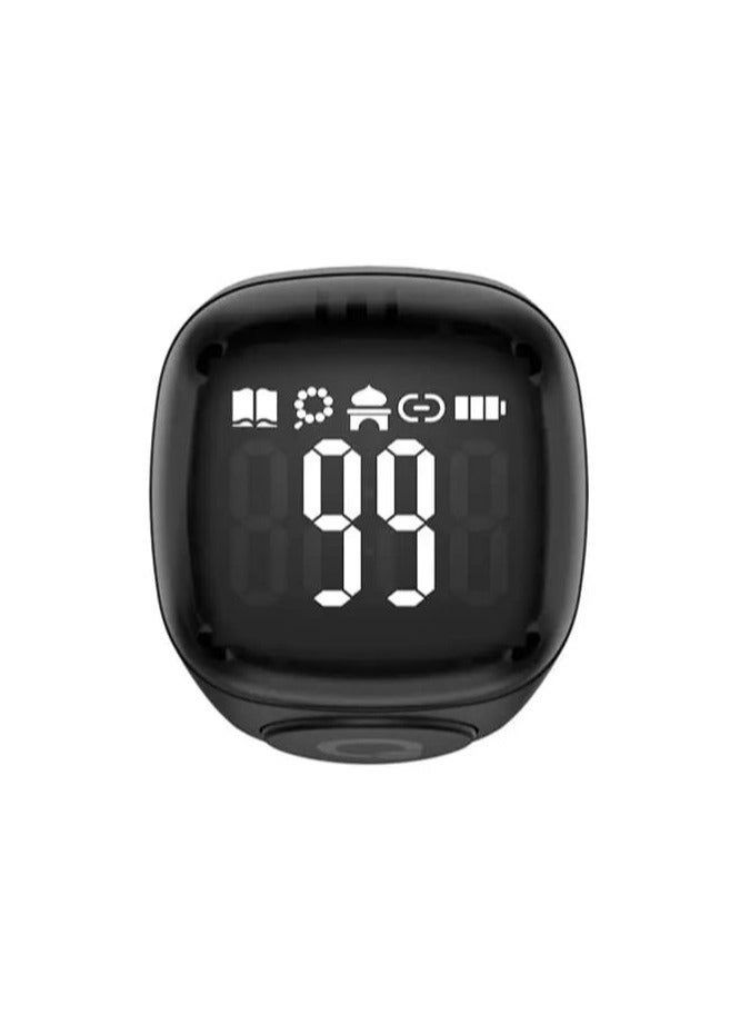 black IQIBLA SMART Zikr Ring – 22mm Digital Counter & Spiritual Tool, World's First - Image 3