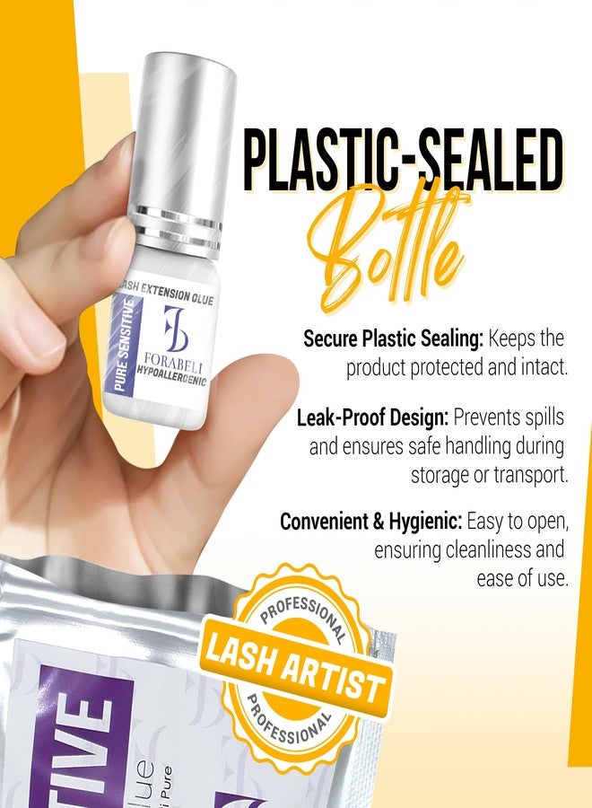 Forabeli Pure Sensitive Lash Extension Glue - No Fume, No Irritation, Exceptional Client Comfort, Controlled Application (7-8 Sec Dry), Black Eyelash Adhesive - Image 4