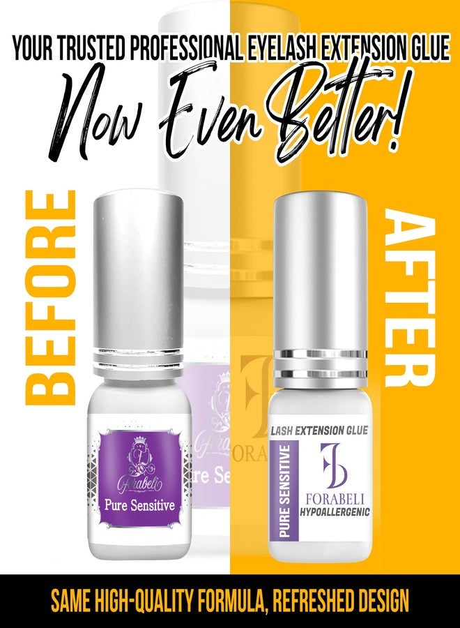 Forabeli Pure Sensitive Lash Extension Glue - No Fume, No Irritation, Exceptional Client Comfort, Controlled Application (7-8 Sec Dry), Black Eyelash Adhesive - Image 2