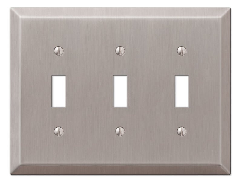 AMERELLE 163TTTBN Century Triple Toggle Steel Wallplate in Brushed Nickel