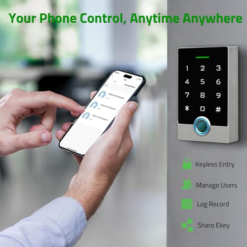 AMOCAM Wireless WiFi TUYA Access Control System, Fingerprint Password Stand-Alone Door Access Control Keypad with ID Keyfob, WG26/34 EM Card Reader Access Controller, Full Metal Weatherproof, Backlight - Image 5