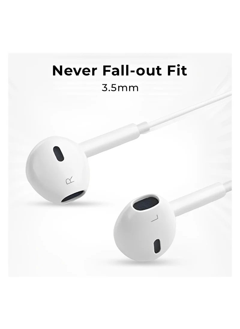 Generic In Ear Wired Earphones with 3.5mm Jack and Mic - White  - Image 3