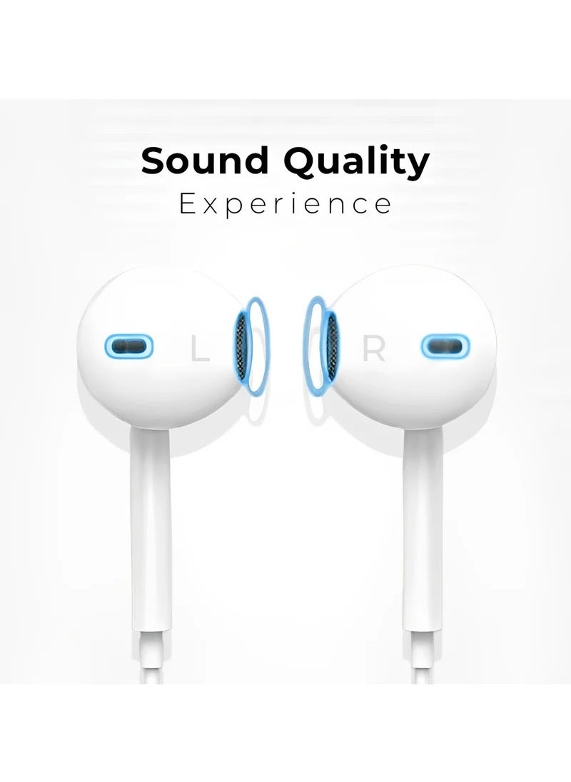 Generic In Ear Wired Earphones with 3.5mm Jack and Mic - White  - Image 5