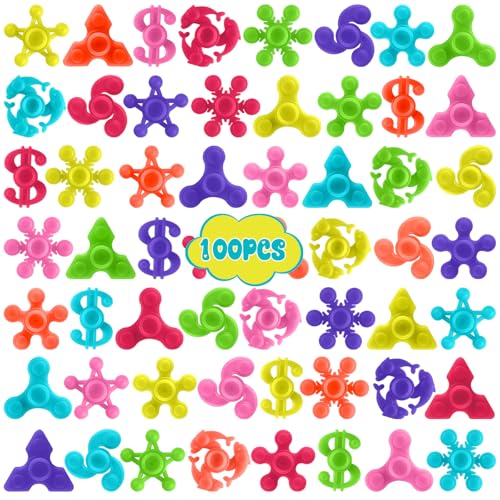 Riferg 100pcs BulkMini Finger Fidget Spinner Toys Stress Relief Sensory Toys for Kids Teens Adults Birthday Party Favors Gifts Christmas Stocking Classroom Prizes Supplies Valentines Day Gifts - Image 1