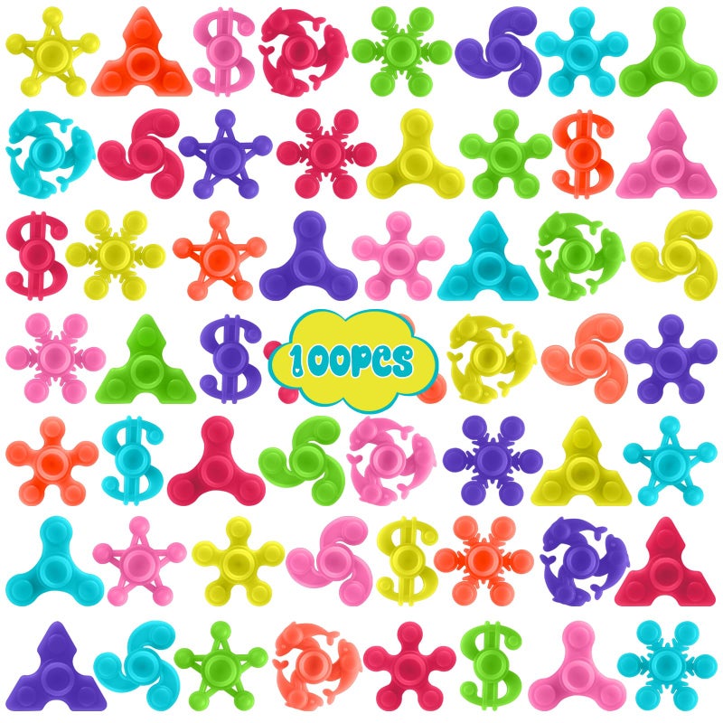 Riferg 100pcs BulkMini Finger Fidget Spinner Toys Stress Relief Sensory Toys for Kids Teens Adults Birthday Party Favors Gifts Christmas Stocking Classroom Prizes Supplies Valentines Day Gifts - Image 2