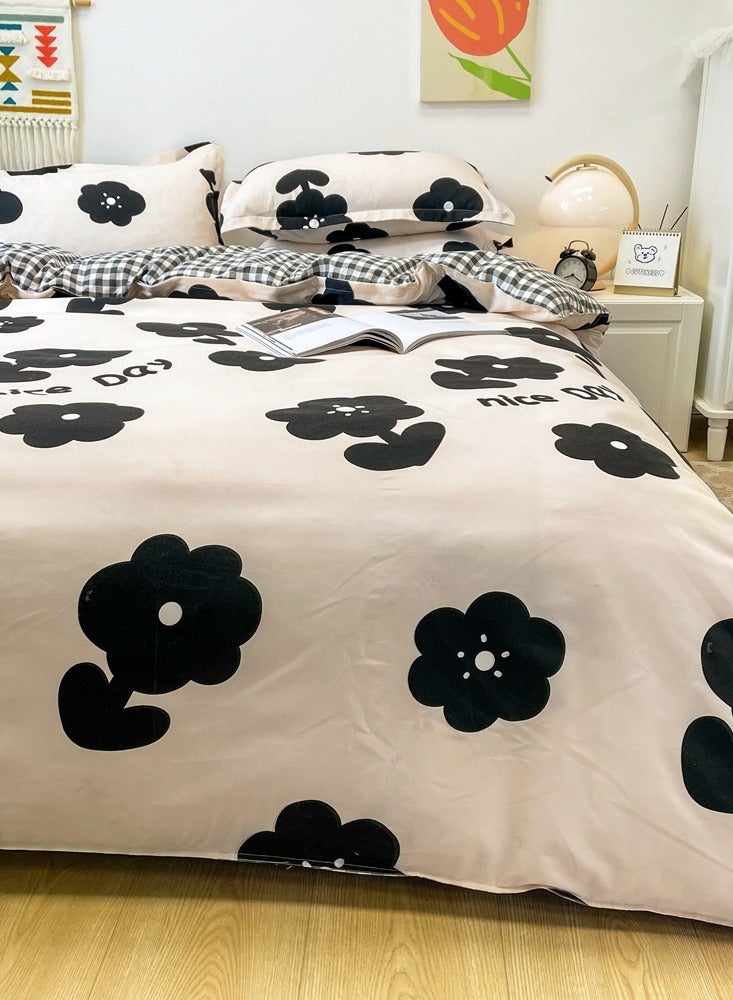 Sharpdo 4-piece Bedding Set Microfiber Soft Quilt Set With 1 Quilt Cover 1 Flat Sheet And 2 Pillowcases 2m Bed（200*230cm） - Image 3