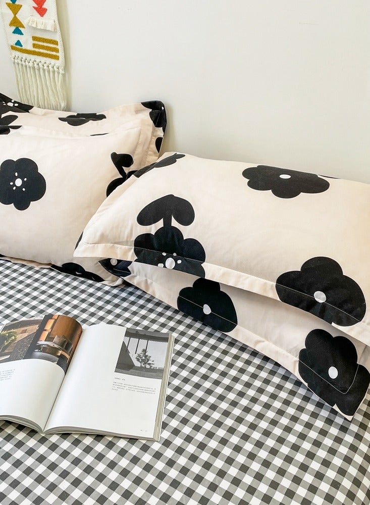 Sharpdo 4-piece Bedding Set Microfiber Soft Quilt Set With 1 Quilt Cover 1 Flat Sheet And 2 Pillowcases 2m Bed（200*230cm） - Image 2