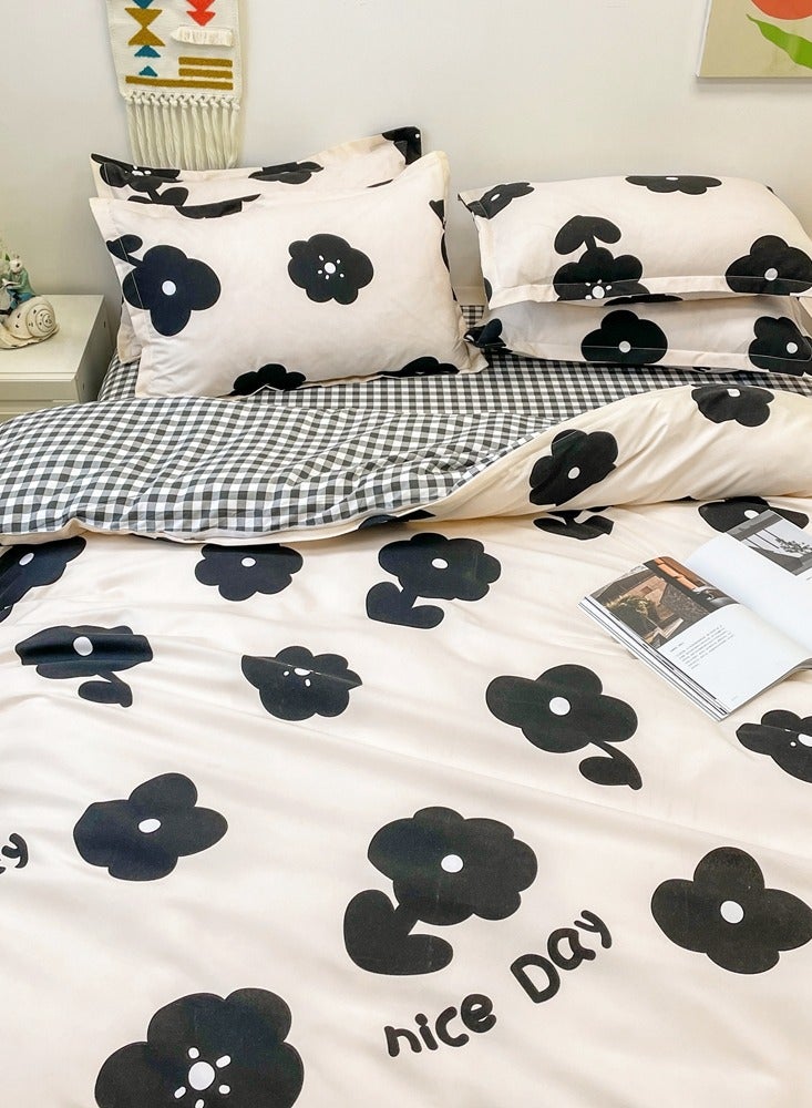 Sharpdo 4-piece Bedding Set Microfiber Soft Quilt Set With 1 Quilt Cover 1 Flat Sheet And 2 Pillowcases 2m Bed（200*230cm） - Image 4