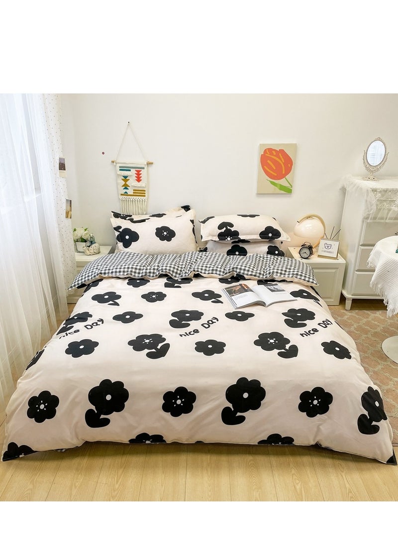 Sharpdo 4-piece Bedding Set Microfiber Soft Quilt Set With 1 Quilt Cover 1 Flat Sheet And 2 Pillowcases 2m Bed（200*230cm） - Image 1
