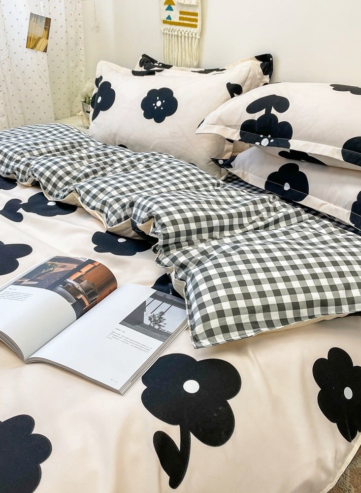 Sharpdo 4-piece Bedding Set Microfiber Soft Quilt Set With 1 Quilt Cover 1 Flat Sheet And 2 Pillowcases 2m Bed（200*230cm） - Image 5
