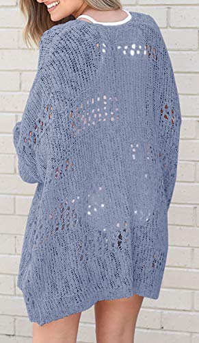 Ermonn Womens Crochet Cardigan Sweater Kimonos Boho Solid Color Oversized Fall Open Front Outwear - Image 3