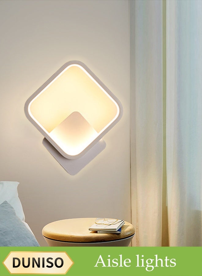 DUNISO Warm Led Wall Lamp, Tv Background Wall Nordic Creative Lamp, Living Room Corridor Bedroom Bedside Lamp, Hanging Lamp Square Decoration, Suitable For Bedroom, Corridor, Living Room, Balcony, Etc. (White) - Image 1