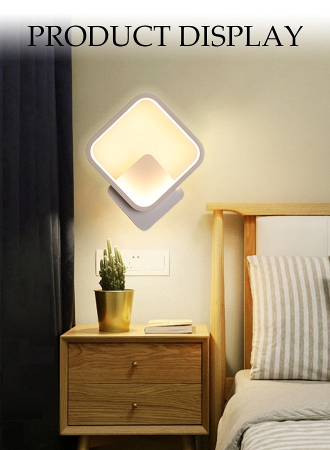 DUNISO Warm Led Wall Lamp, Tv Background Wall Nordic Creative Lamp, Living Room Corridor Bedroom Bedside Lamp, Hanging Lamp Square Decoration, Suitable For Bedroom, Corridor, Living Room, Balcony, Etc. (White) - Image 3