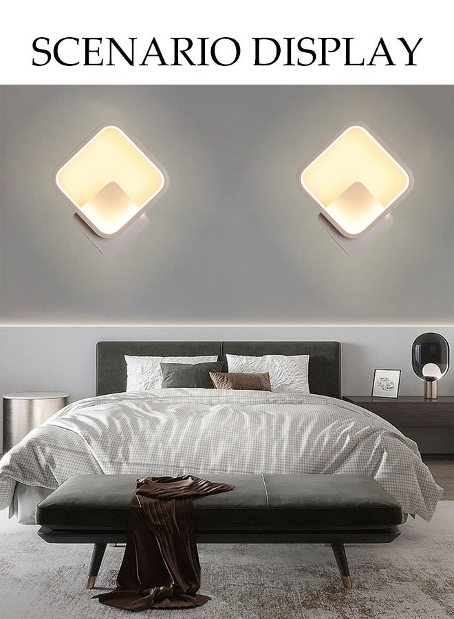 DUNISO Warm Led Wall Lamp, Tv Background Wall Nordic Creative Lamp, Living Room Corridor Bedroom Bedside Lamp, Hanging Lamp Square Decoration, Suitable For Bedroom, Corridor, Living Room, Balcony, Etc. (White) - Image 5