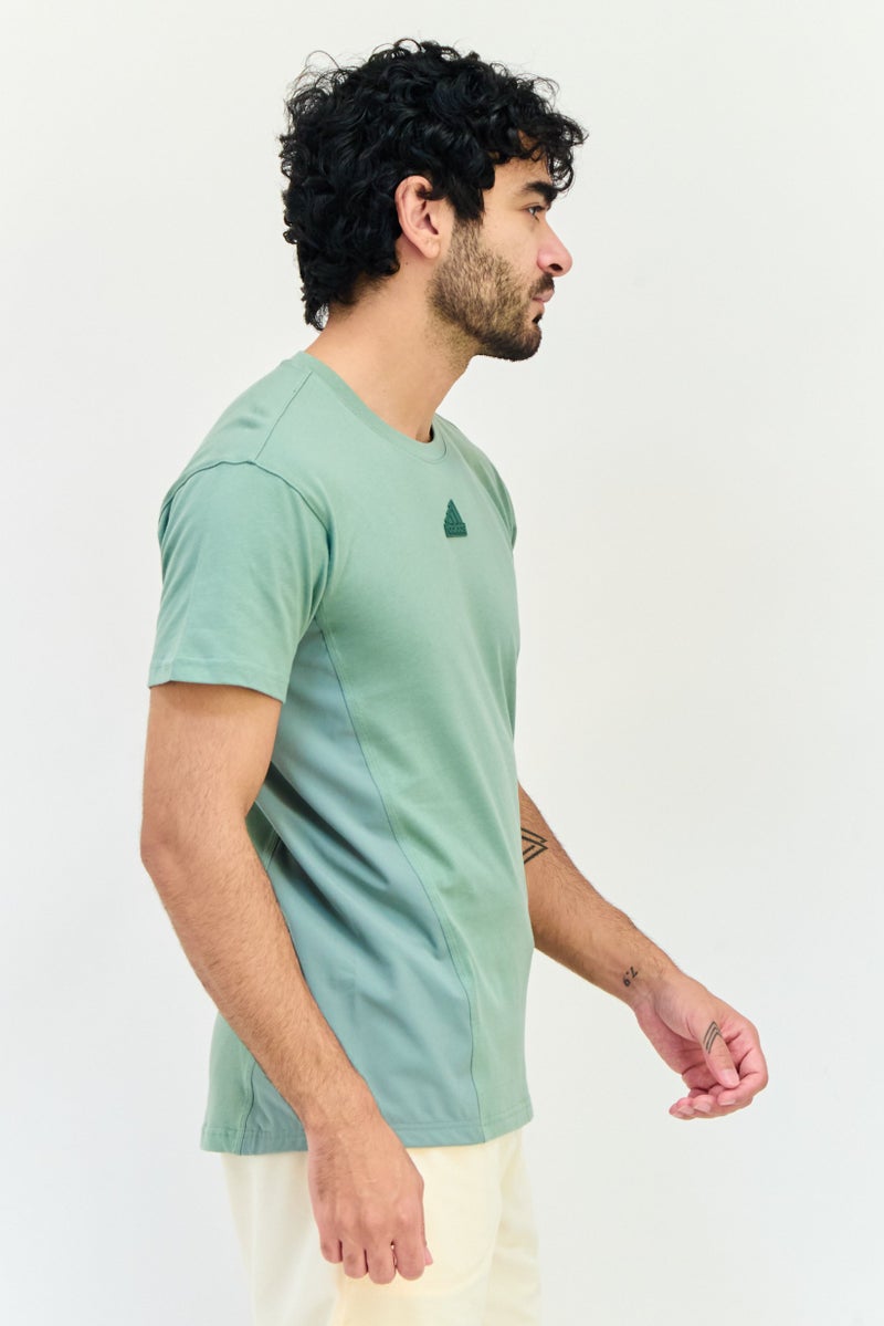 Adidas Men Sportswear Fit Short Sleeves Running T-Shirt, Green - Image 2