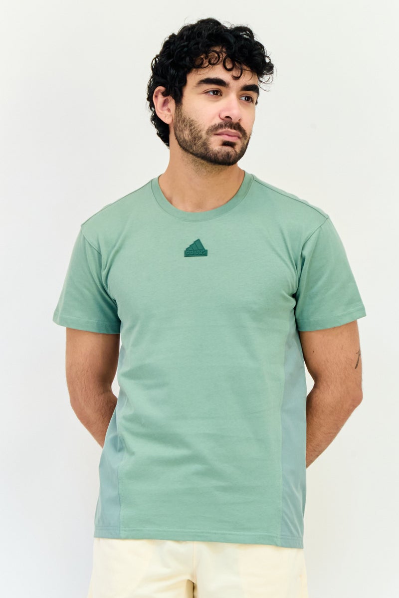 Adidas Men Sportswear Fit Short Sleeves Running T-Shirt, Green - Image 1