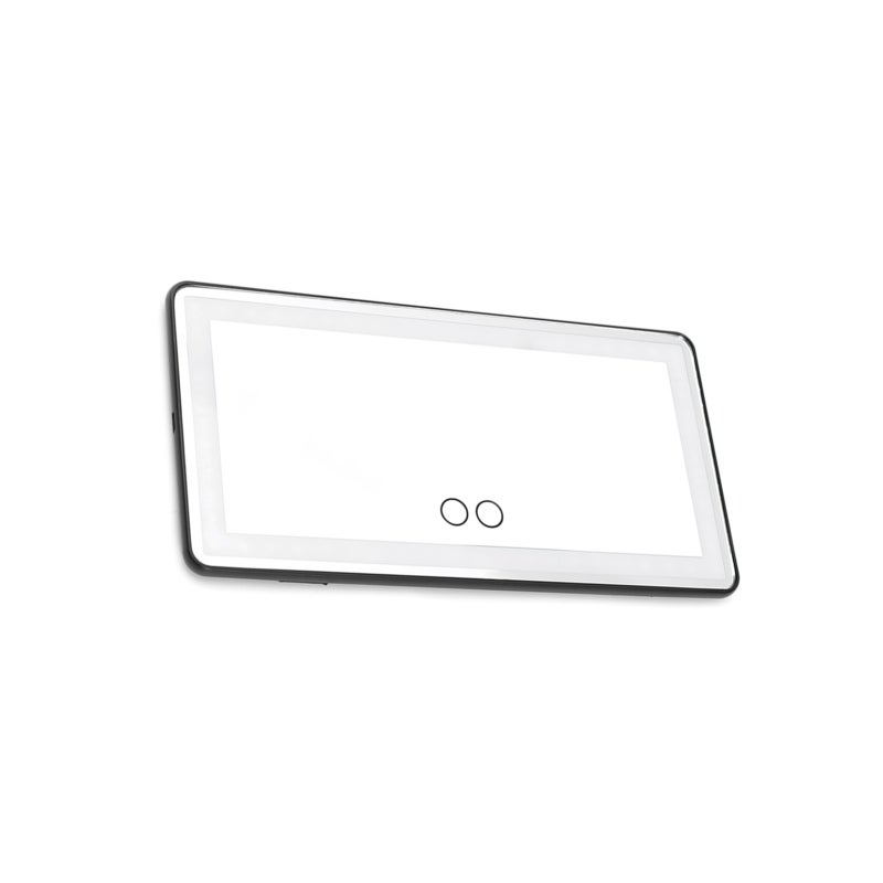 Rechargeable Car Sun Visor Vanity Mirror: 26*13.5*0.9cm Black, 3 Light Modes, Double Touch Control - 1500mAh Battery, Extended 1.8m USB Cable for Car Makeup Use - Image 1