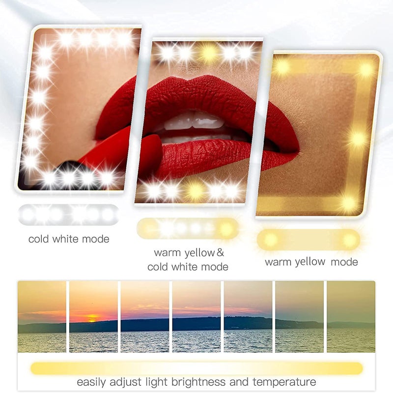 Rechargeable Car Sun Visor Vanity Mirror: 26*13.5*0.9cm Black, 3 Light Modes, Double Touch Control - 1500mAh Battery, Extended 1.8m USB Cable for Car Makeup Use - Image 4