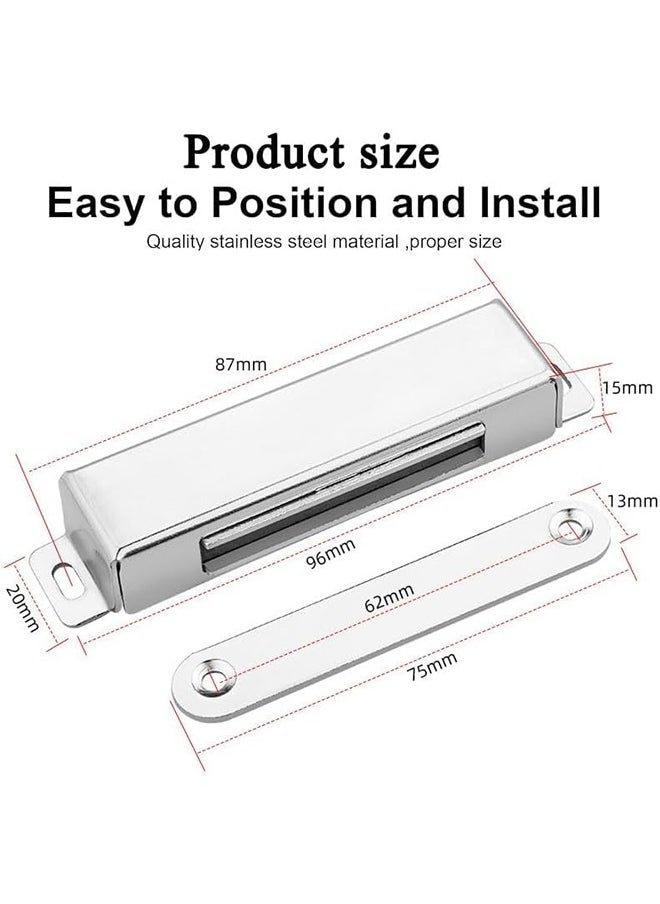 Generic 2 PCS Magnetic Door Catch, 20lbs Pull Strong Magnet Cabinet Latches Magnetic Hardware Stainless Steel Door Closer for Bathroom Kitchen Sliding Door Window Cupboard Black (White)  - Image 2