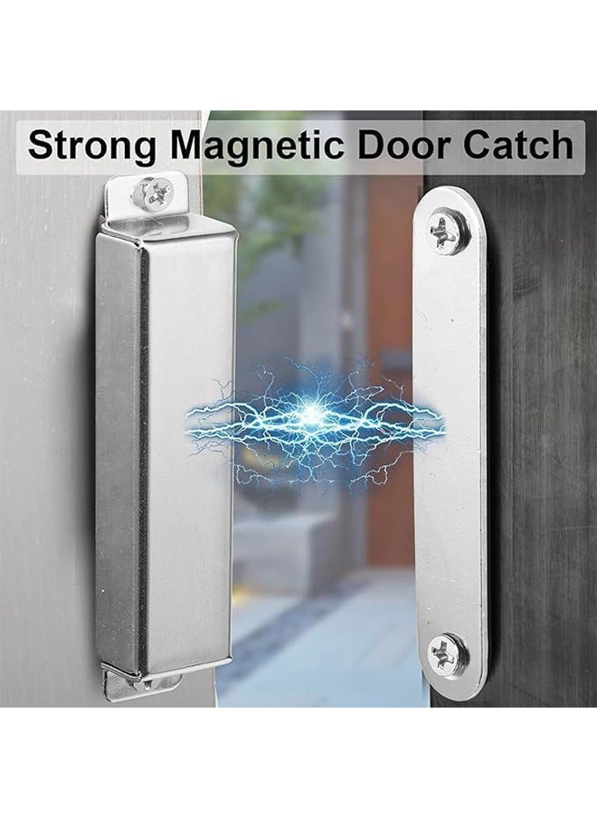 Generic 2 PCS Magnetic Door Catch, 20lbs Pull Strong Magnet Cabinet Latches Magnetic Hardware Stainless Steel Door Closer for Bathroom Kitchen Sliding Door Window Cupboard Black (White)  - Image 3