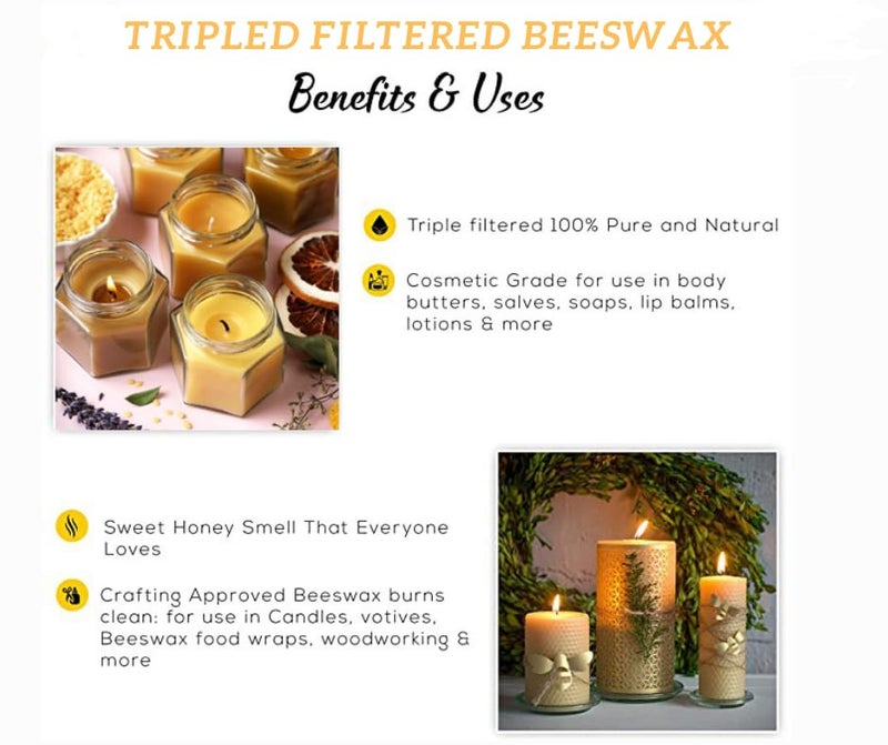 Ksma Toxin Free ||Pure, Natural, Raw, Triple Filtered Cosmetic Grade Super Refined Pure Beeswax || Bees Wax || Raw Material || Candle Making Wax (200gram) - Image 4