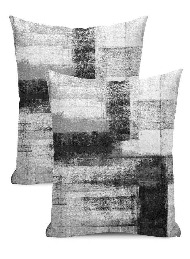 AEIOAE Black Grey White Pillow Covers 18x18 Inch Set of 2,Abstract Art Throw Pillows Case,Modern Geometry Outdoor Decorative Square Linen Farmhouse Decor Cushion Covers for Home Sofa Bed Couch - Image 1