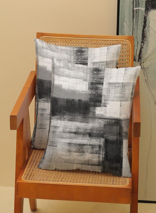 AEIOAE Black Grey White Pillow Covers 18x18 Inch Set of 2,Abstract Art Throw Pillows Case,Modern Geometry Outdoor Decorative Square Linen Farmhouse Decor Cushion Covers for Home Sofa Bed Couch - Image 2