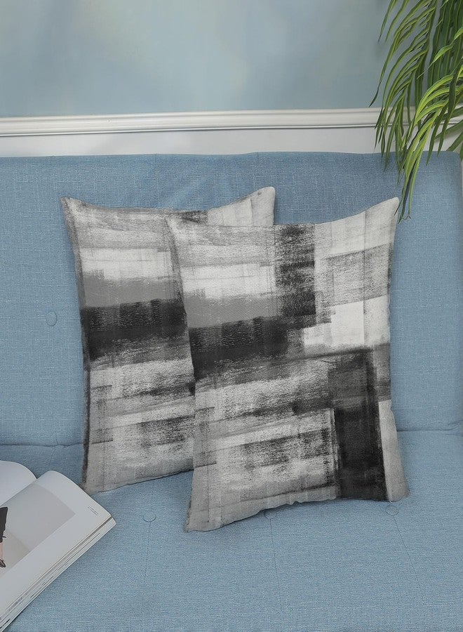 AEIOAE Black Grey White Pillow Covers 18x18 Inch Set of 2,Abstract Art Throw Pillows Case,Modern Geometry Outdoor Decorative Square Linen Farmhouse Decor Cushion Covers for Home Sofa Bed Couch - Image 4