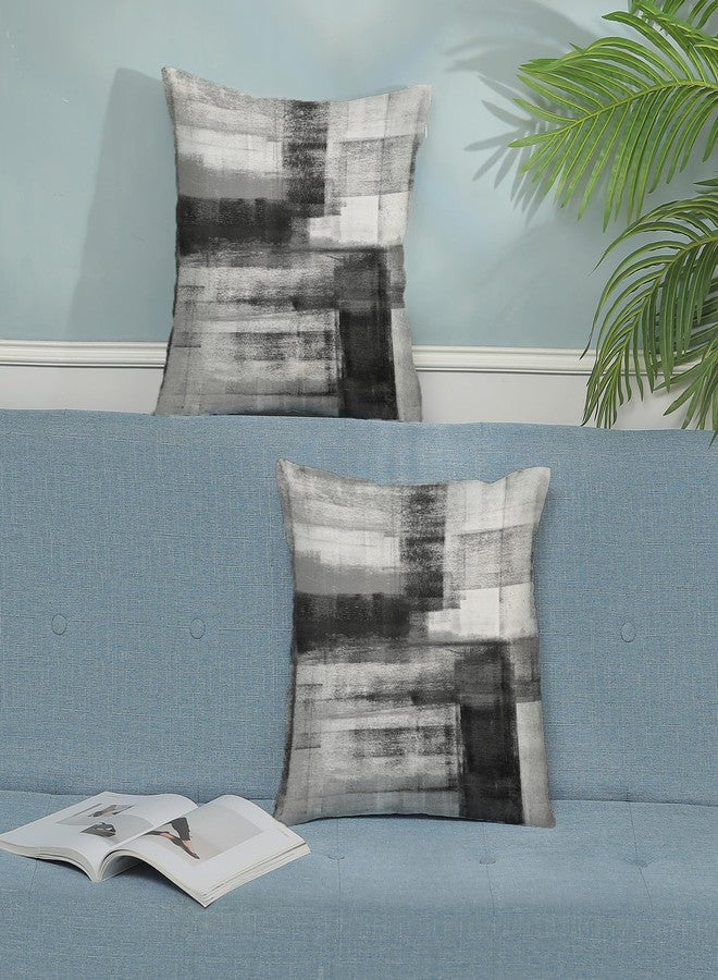 AEIOAE Black Grey White Pillow Covers 18x18 Inch Set of 2,Abstract Art Throw Pillows Case,Modern Geometry Outdoor Decorative Square Linen Farmhouse Decor Cushion Covers for Home Sofa Bed Couch - Image 3