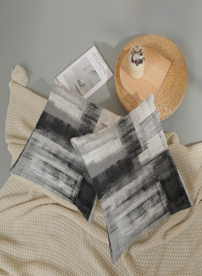 AEIOAE Black Grey White Pillow Covers 18x18 Inch Set of 2,Abstract Art Throw Pillows Case,Modern Geometry Outdoor Decorative Square Linen Farmhouse Decor Cushion Covers for Home Sofa Bed Couch - Image 5