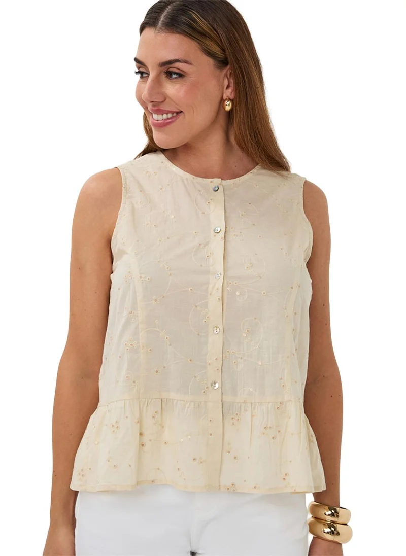 EsQualo Esqualo Blouse Embroidered Sequins Light