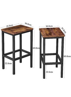 Chulovs Bar Stools, Set of 2 Bar Chairs, Kitchen Breakfast Bar Stools with Footrest, Industrial in Living Room, Party Room, Easy Assembly, Rustic Brown and Black  - Image 3