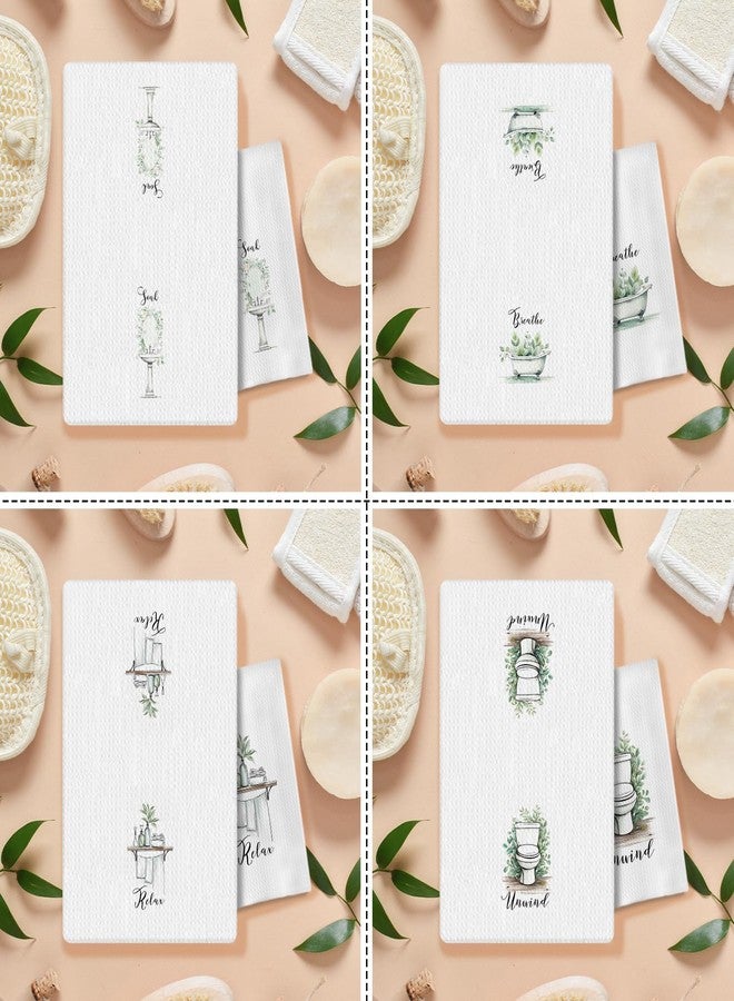 COWEB Boho Botanical Bathroom Hand Towels Set of 4, Relax Breathe Soak Unwind Decorative Hand Towels, Gym Yoga Spa Bathroom Decor, Boho Bathroom Decor, 16x24 Inches - Image 2