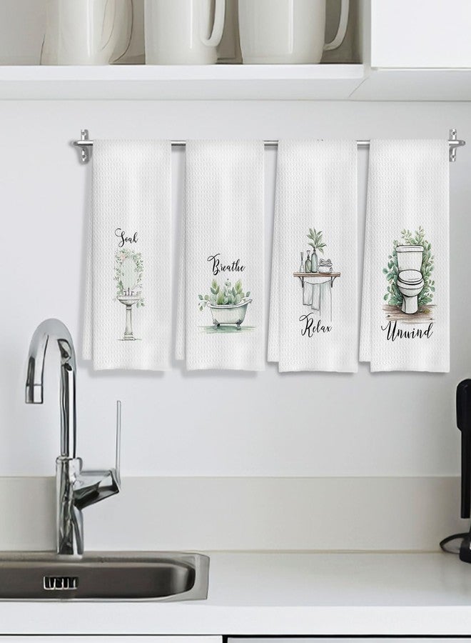 COWEB Boho Botanical Bathroom Hand Towels Set of 4, Relax Breathe Soak Unwind Decorative Hand Towels, Gym Yoga Spa Bathroom Decor, Boho Bathroom Decor, 16x24 Inches - Image 3