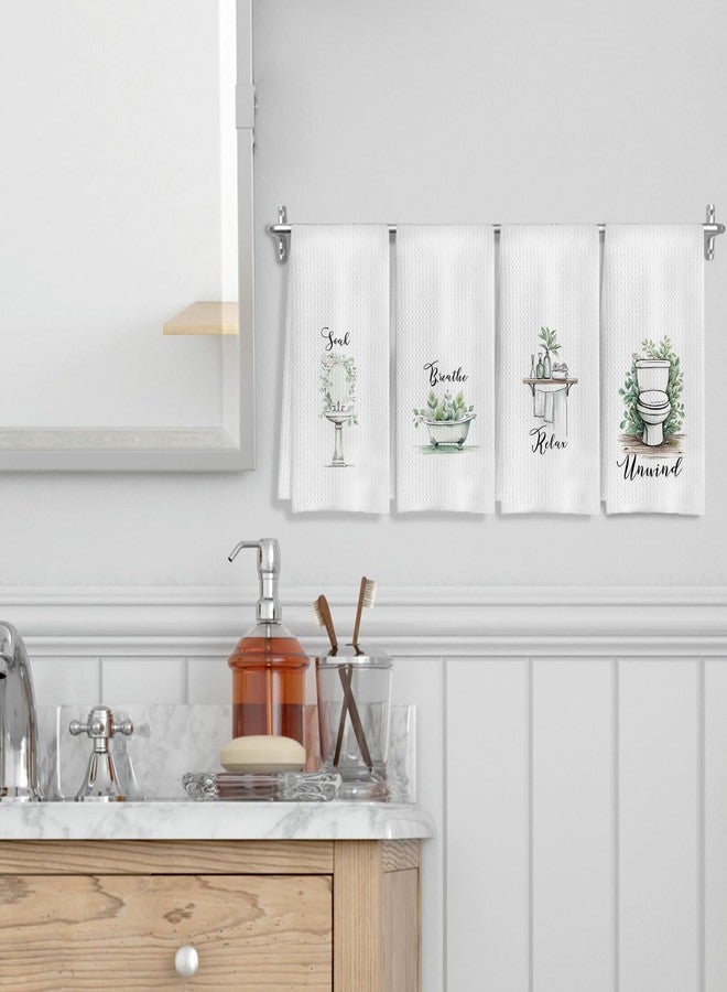 COWEB Boho Botanical Bathroom Hand Towels Set of 4, Relax Breathe Soak Unwind Decorative Hand Towels, Gym Yoga Spa Bathroom Decor, Boho Bathroom Decor, 16x24 Inches - Image 5