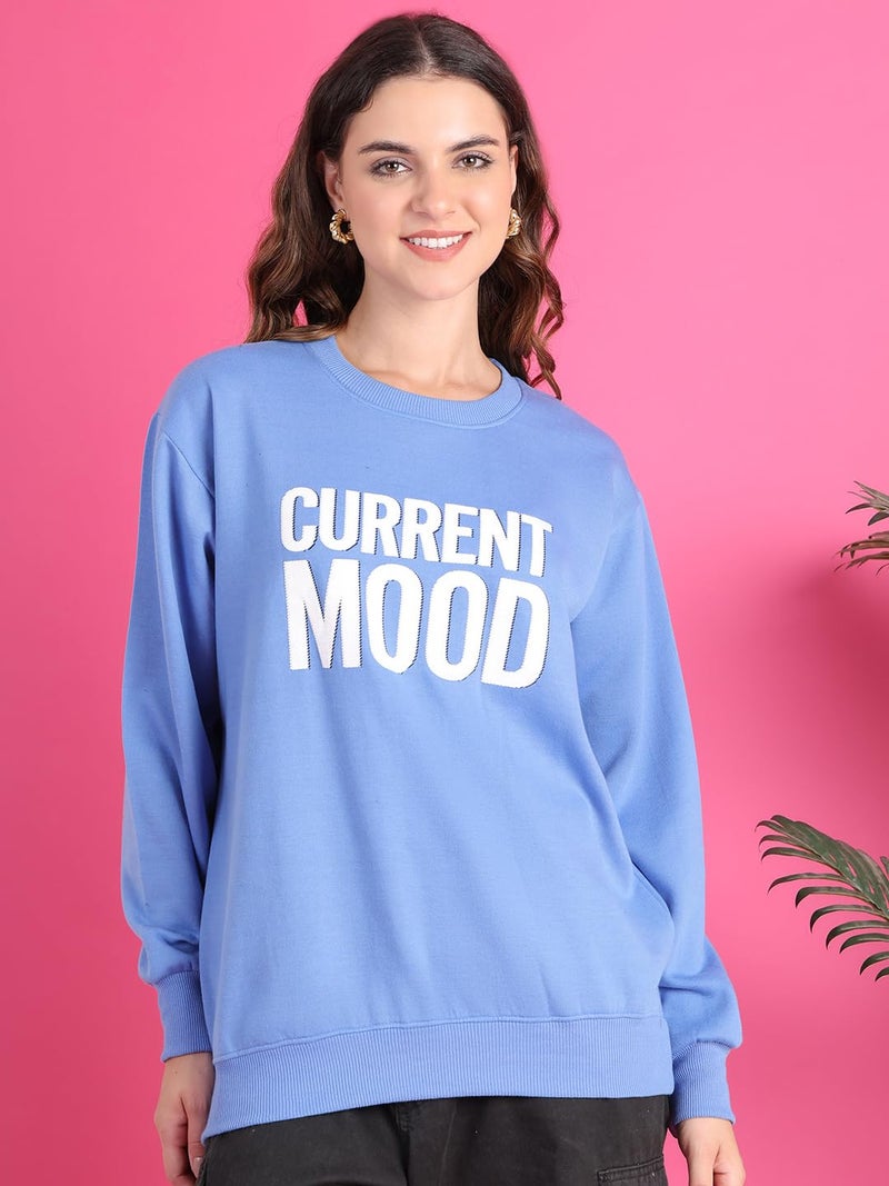 Mack JONNEY Regular Fit Blue Printed Sweatshirt for Women-MACK639976 - Image 3