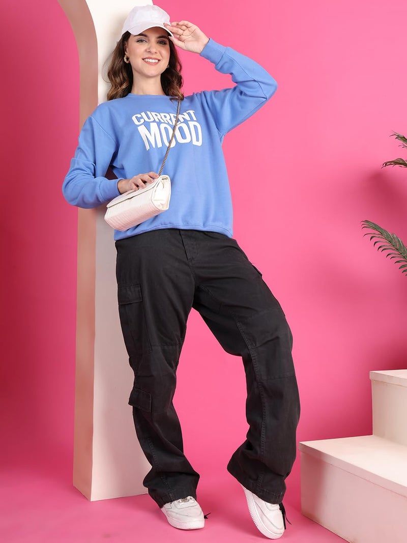 Mack JONNEY Regular Fit Blue Printed Sweatshirt for Women-MACK639976 - Image 5