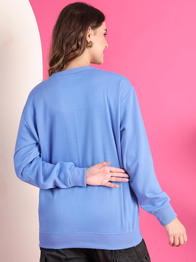 Mack JONNEY Regular Fit Blue Printed Sweatshirt for Women-MACK639976 - Image 4