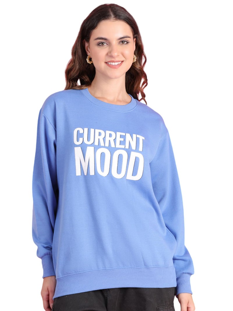 Mack JONNEY Regular Fit Blue Printed Sweatshirt for Women-MACK639976 - Image 1