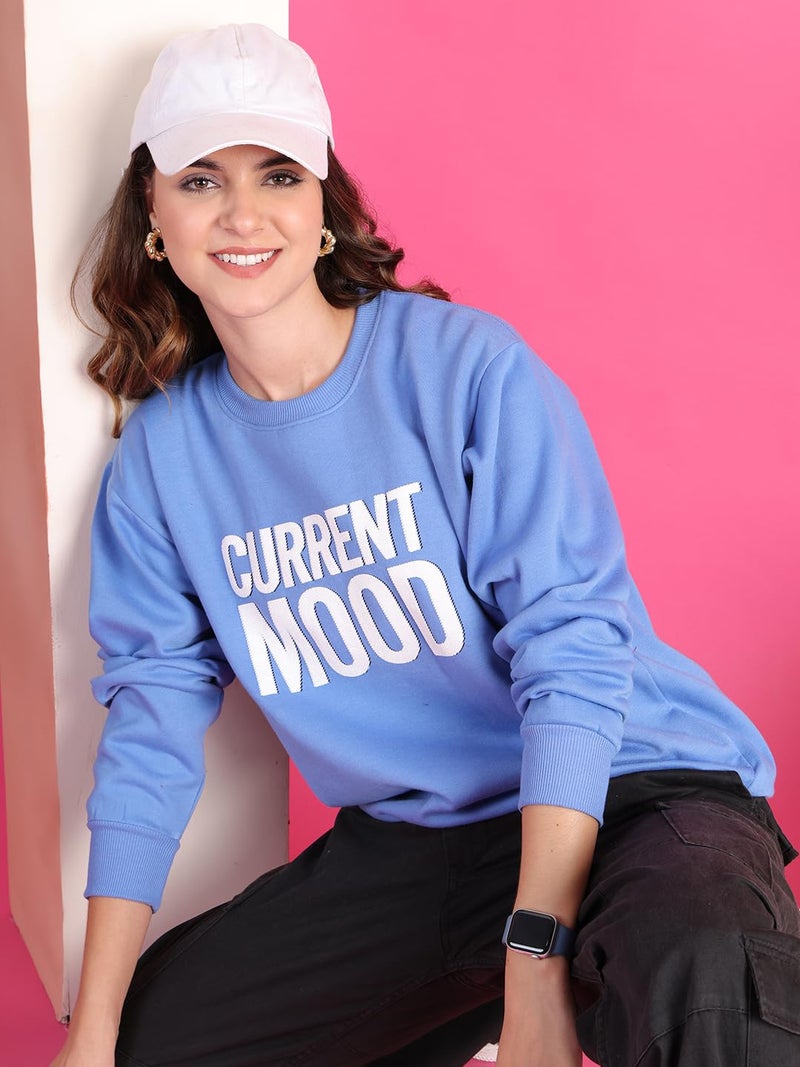 Mack JONNEY Regular Fit Blue Printed Sweatshirt for Women-MACK639976 - Image 2