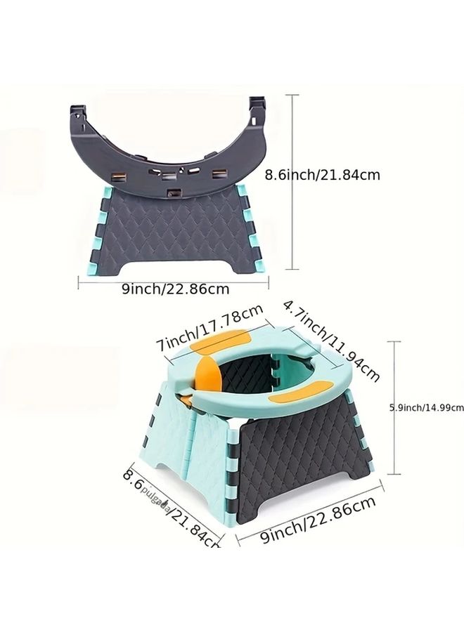 مرحاض محمول رمادي قابل للطي للسفر للأطفال مع مقابض برتقالية اللون - Image 3