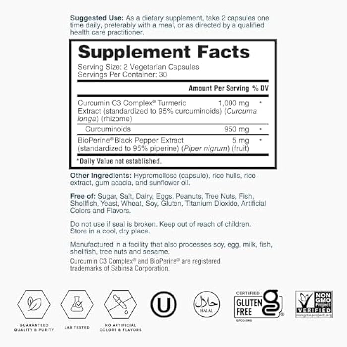 Nature's Lab Turmeric Extract with Curcumin C3 & BioPerine 1000mg - Promotes Cardiovascular, Digestion and Immune Health - 60 Capsules (30 Day Supply) - Image 5