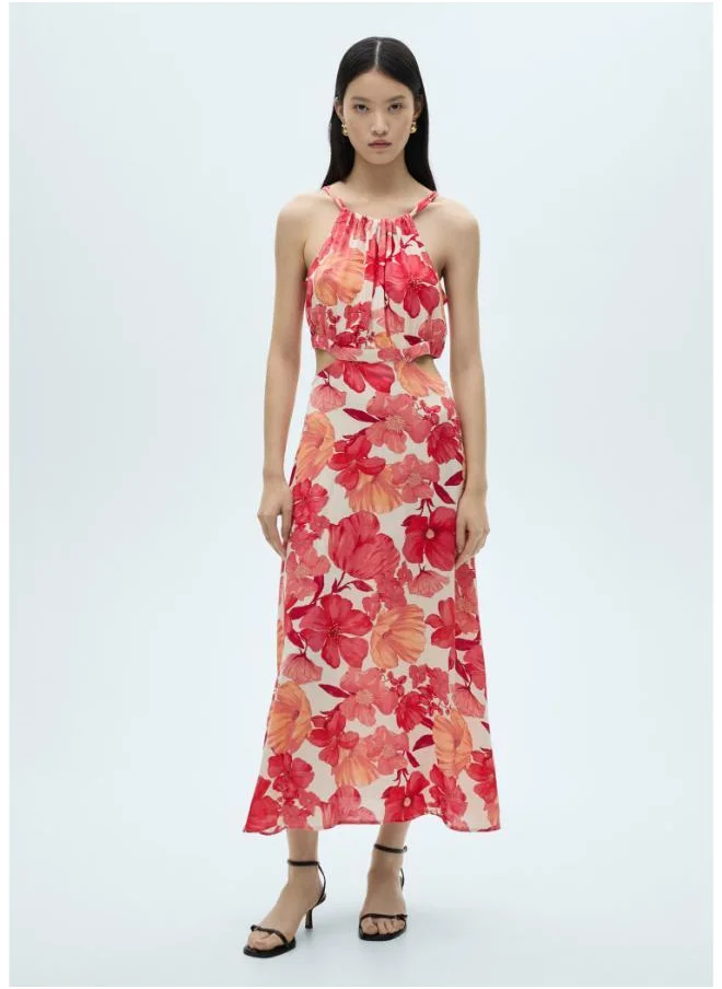 مانجو Camelia-H Floral Print Cut Out Detailed Dress