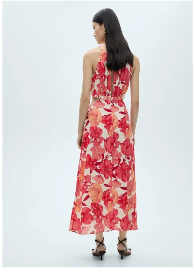 مانجو Camelia-H Floral Print Cut Out Detailed Dress