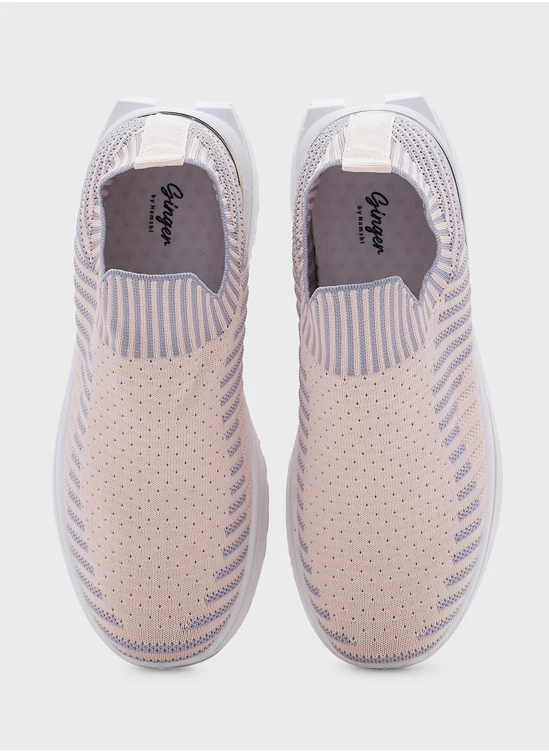 Ginger Stripe Knit Slip On Comfort Shoes